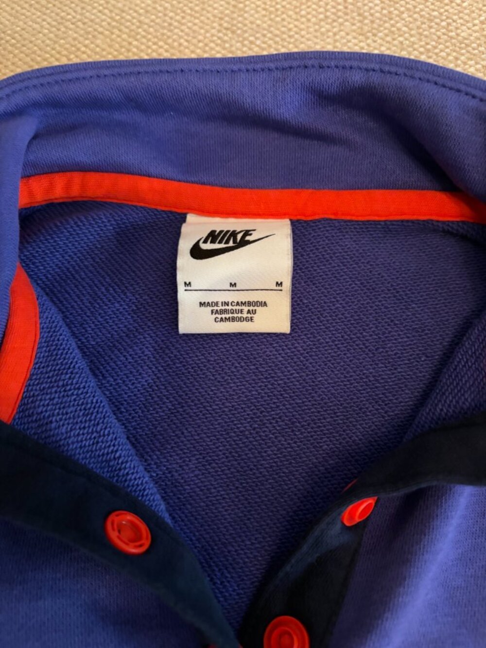 Nike Cropped Half-Snap Sweat Shirt Purple Navy Colorblock Size M - Picture 6 of 8